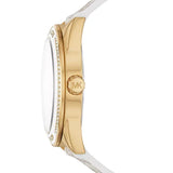 Michael Kors Jessa Multifunction Gold Dial White Leather Strap Watch For Women - MK7204