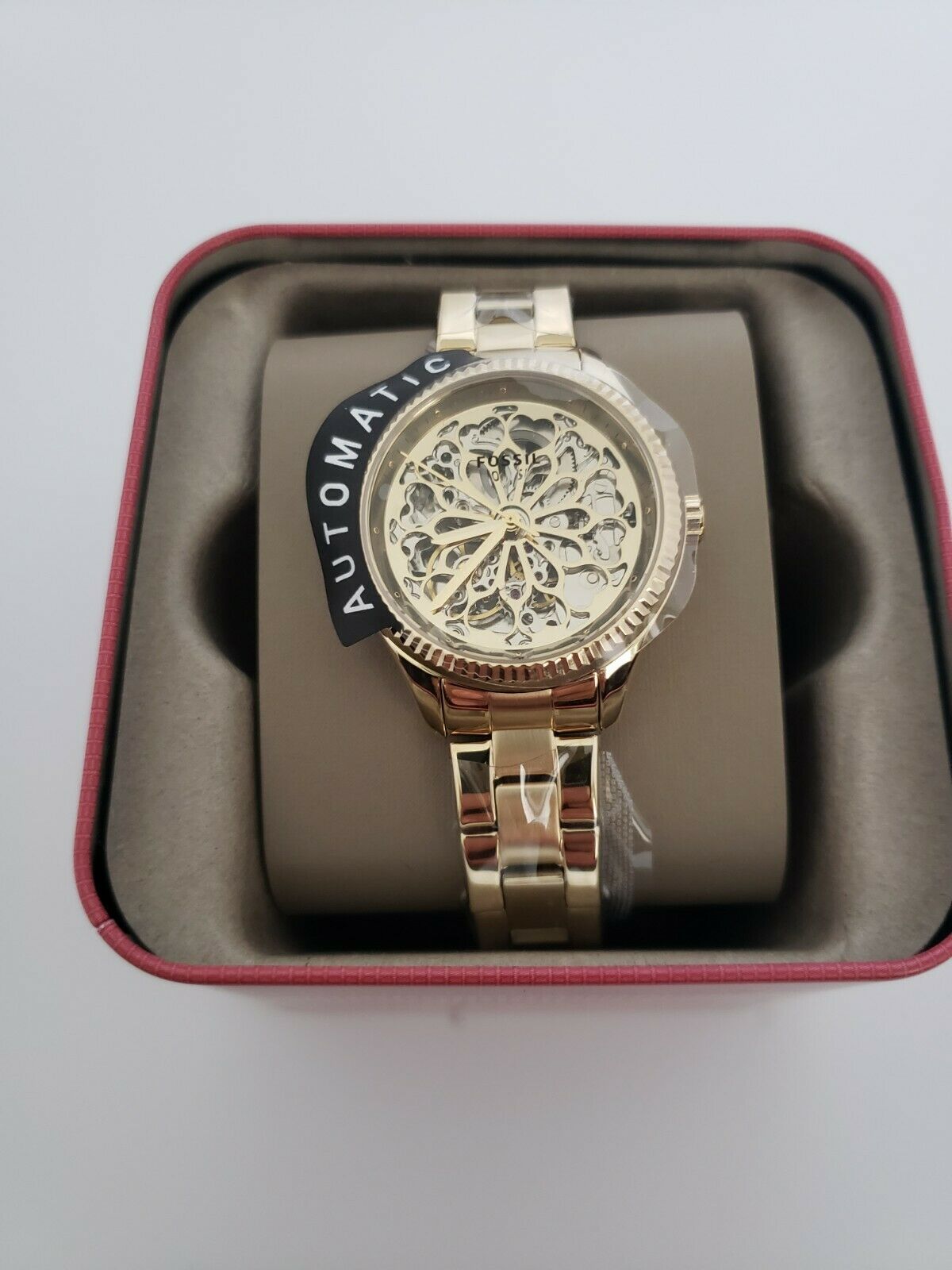 Fossil Rye Automatic Skeleton Gold Dial Gold Steel Strap Watch for Women - BQ3755