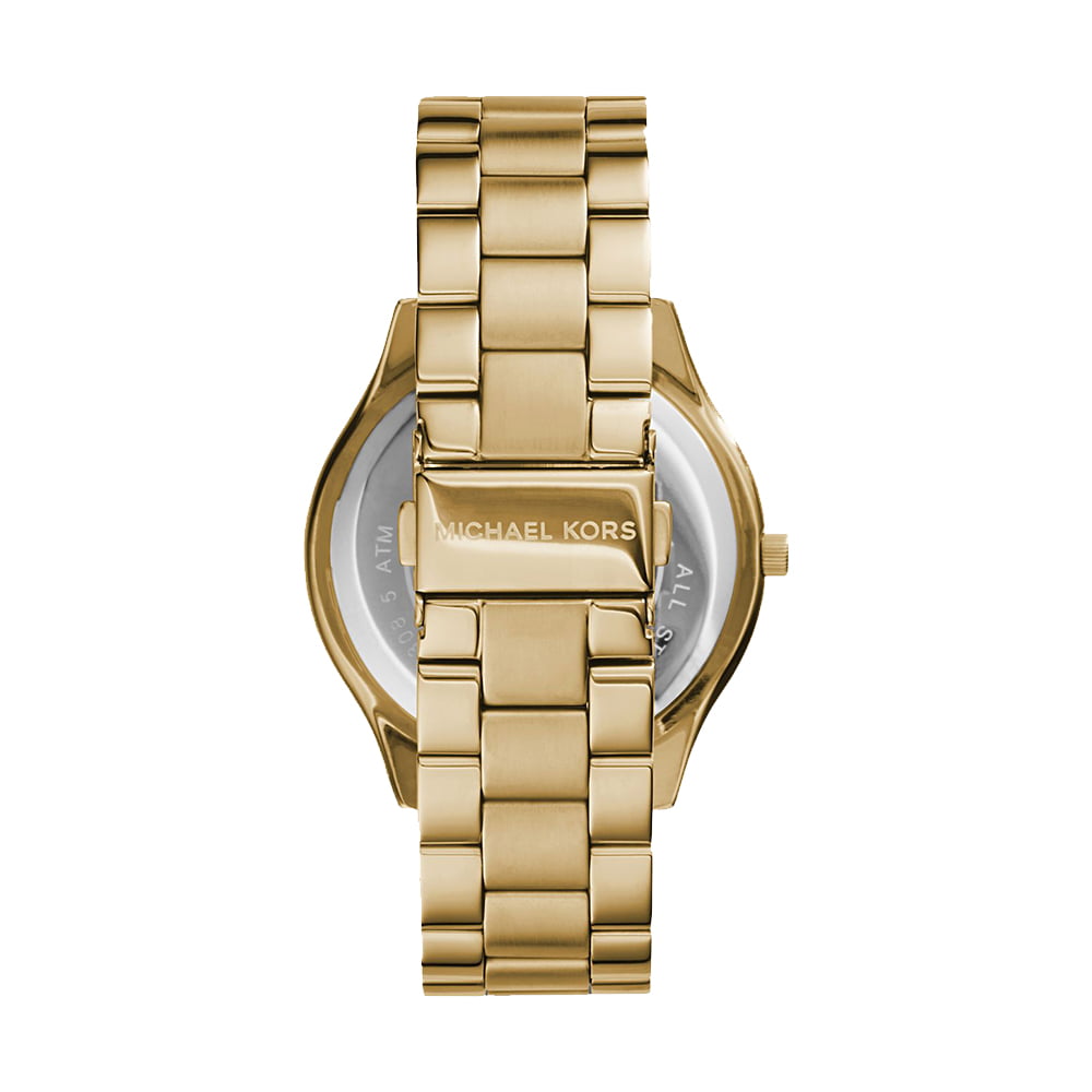 Michael Kors Slim Runway Gold Dial Gold Stainless Steel Strap Watch for Women - MK3179