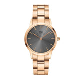 Daniel Wellington Iconic Link Grey Dial Gold Steel Strap Watch For Women - DW00100334