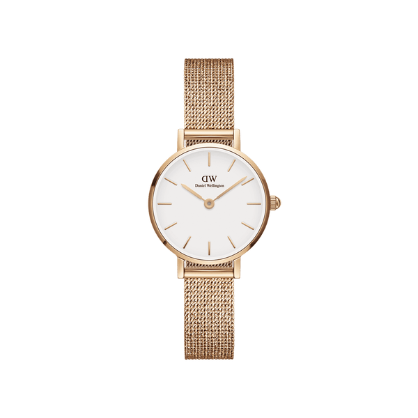 Daniel Wellington Petite Melrose White Dial Rose Gold Mesh Strap Watch For Women - DW00100305