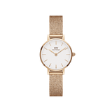 Daniel Wellington Petite Melrose White Dial Rose Gold Mesh Strap Watch For Women - DW00100305