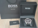 Hugo Boss Ikon Black Dial Black Leather Strap Watch for Men - 1513178