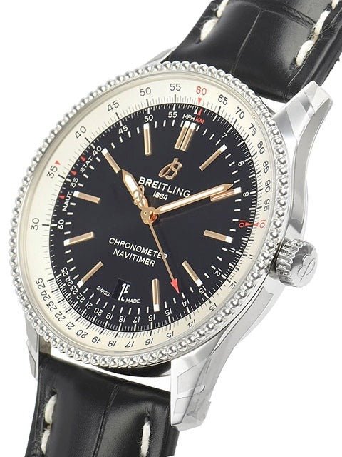 Breitling Navitimer 1 Automatic 41mm Black Dial Black Leather Strap Mens Watch - A17326211B1P1