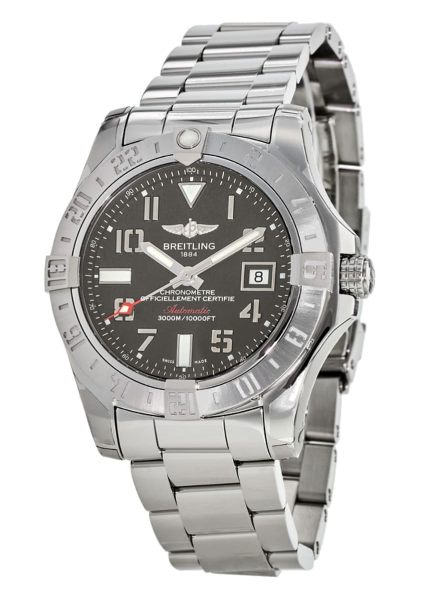 Breitling Avenger II Seawolf 45mm Grey Dial Silver Steel Strap Mens Watch - A1733110/F563