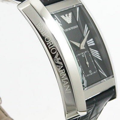 Emporio Armani Black Dial Black Leather Strap Watch For Men - AR0143