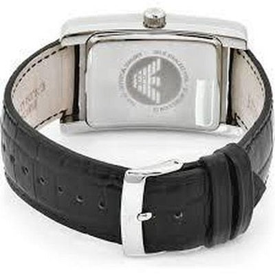 Emporio Armani Black Dial Black Leather Strap Watch For Men - AR0143