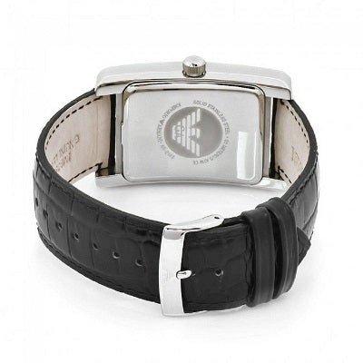 Emporio Armani Classic Black Dial Black Leather Strap Watch For Women - AR0144