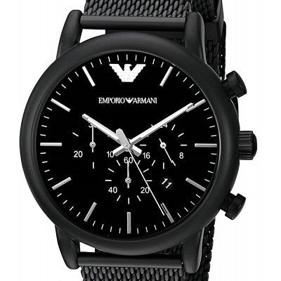 Emporio Armani Sport Chronograph Black Dial Black Mesh Bracelet Watch For Men - AR1968