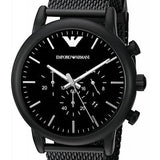Emporio Armani Sport Chronograph Black Dial Black Mesh Bracelet Watch For Men - AR1968