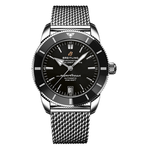 Breitling Superocean Heritage B20 Automatic 42 Black Dial Silver Mesh Bracelet Watch for Men - AB2010121B1A1