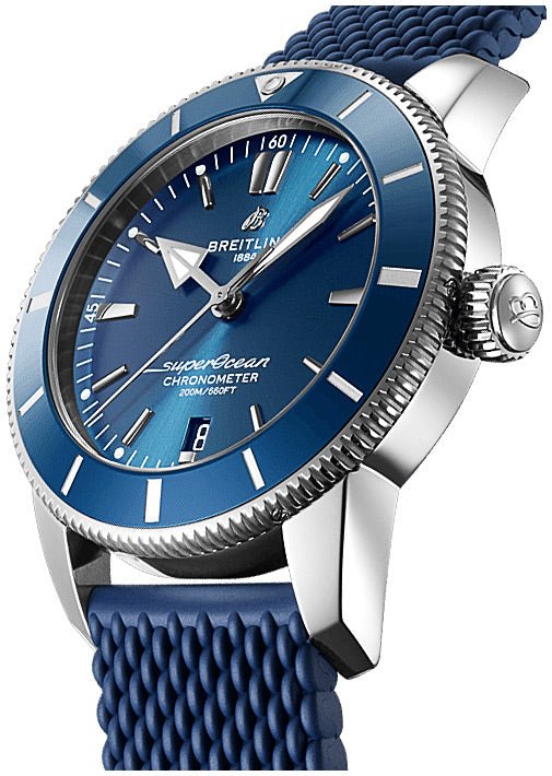 Breitling Superocean Heritage II B20 44mm Blue Dial Blue Rubber Strap Mens Watch - AB2030161C1S1
