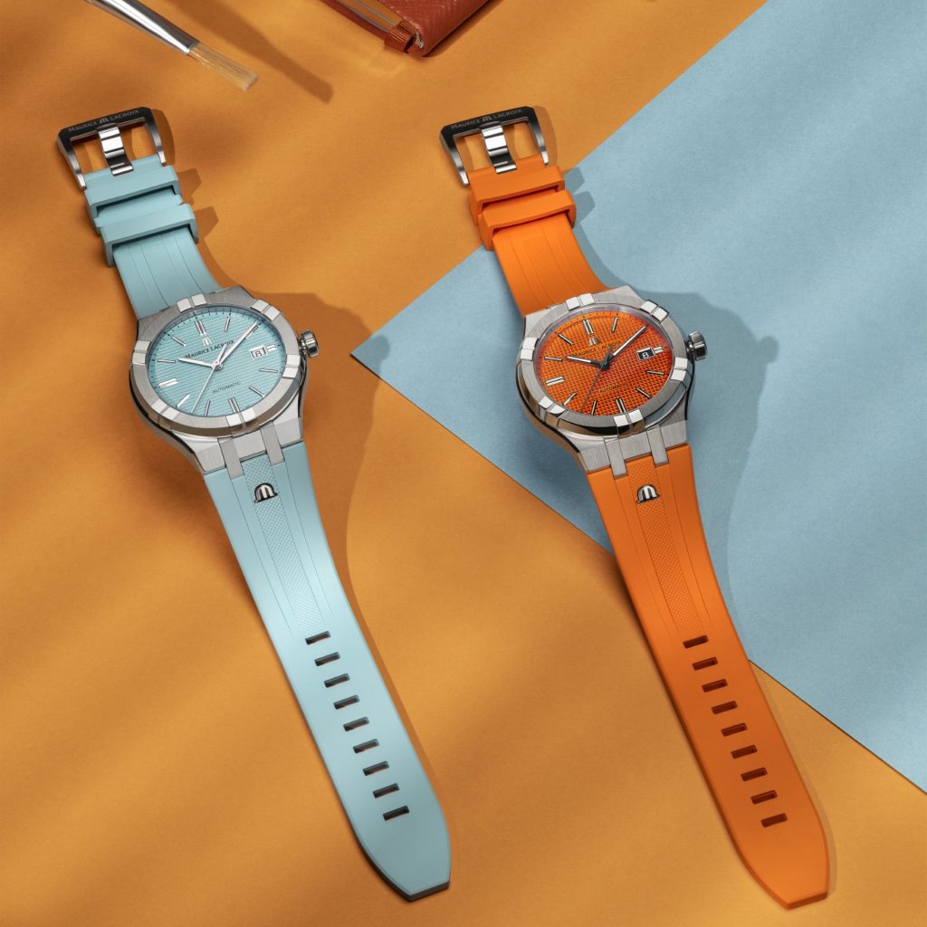 Maurice Lacroix Aikon Automatic Date Orange Dial Silver Steel Strap Watch For Men - AI6008-SS00F-530-E