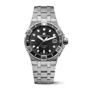 Maurice Lacroix Aikon Venturer Automatic Black Dial Silver Steel Strap Watch For Men - AI6057-SSL22-330-1