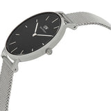 Daniel Wellington Classic Petite Sterling Black Dial Silver Mesh Bracelet Watch For Women - DW00100162