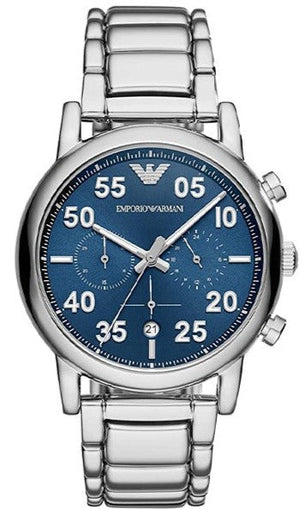 Emporio Armani Luigi Chronograph Blue Dial Silver Steel Strap Watch For Men - AR11132