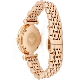 Emporio Armani Gianni T Bar Mother of Pearl Rose Gold Stainless Steel Strap Watch For Women - AR1909