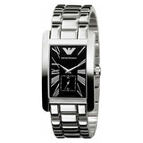 Emporio Armani Classic Black Dial Silver Stainless Steel Watch For Women - AR0157
