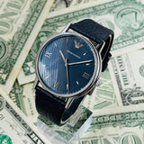 Emporio Armani Kappa Quartz Blue Dial Blue Leather Strap Watch For Women - AR11012