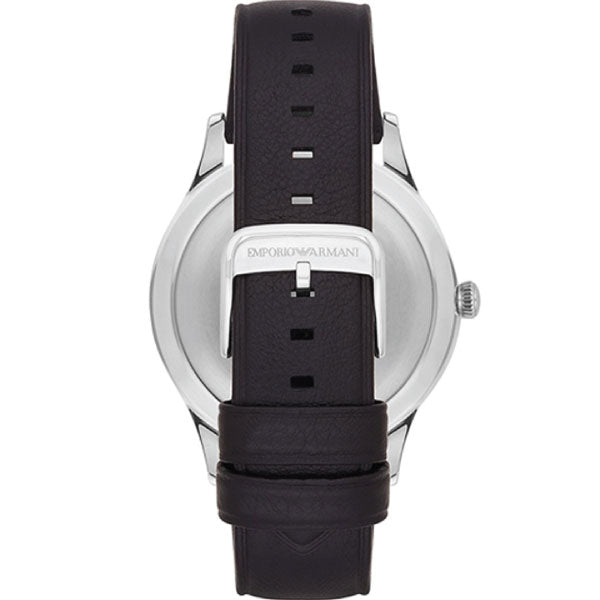 Emporio Armani Lambda Classic Quartz Black Dial Black Leather Strap Watch For Men - AR11020