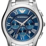 Emporio Armani Chronograph Quartz Blue Dial Silver Steel Strap Watch For Men - AR11082