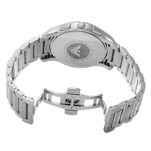 Emporio Armani Valente Chronograph Quartz Black Dial Silver Steel Strap Watch For Men - AR11083