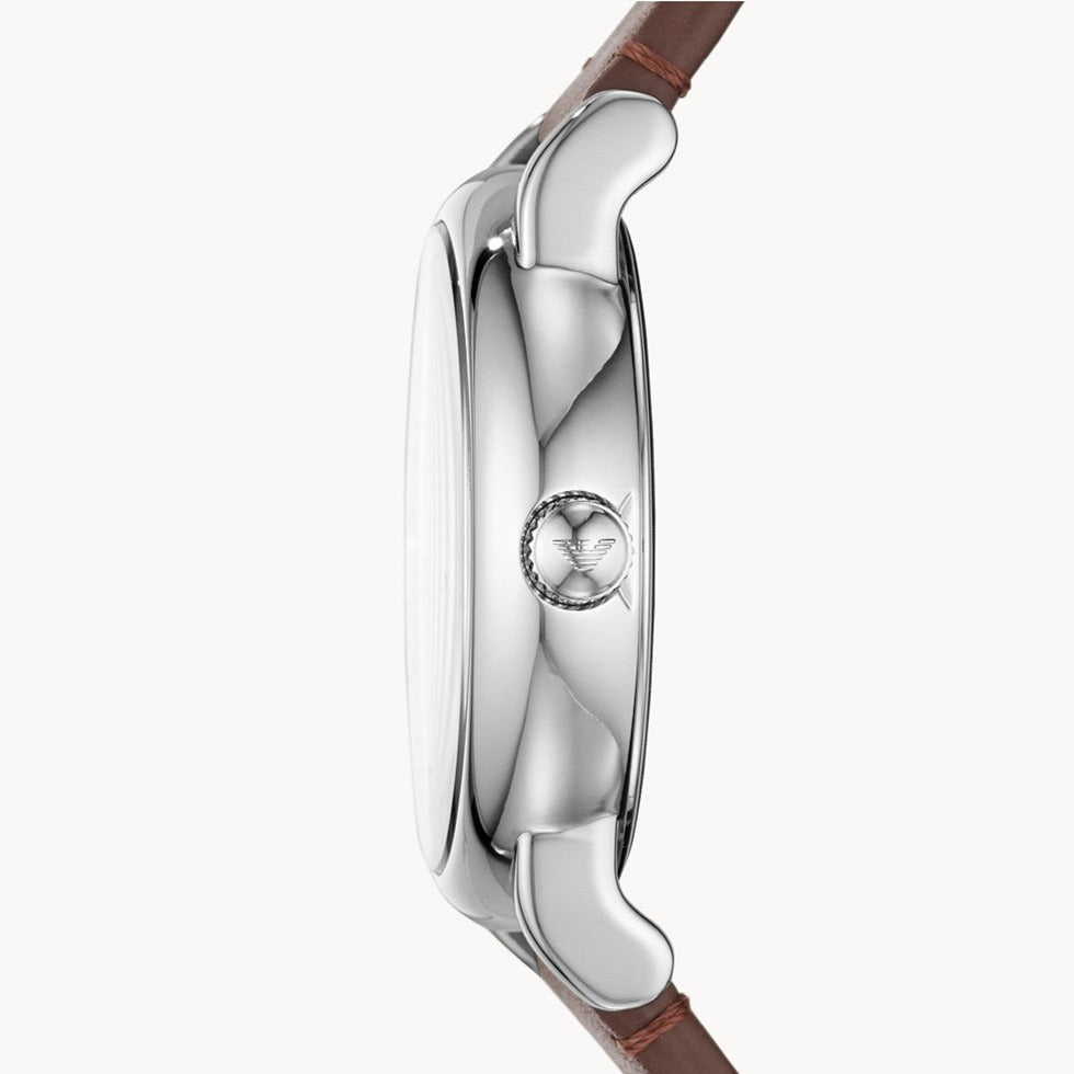 Emporio Armani Luigi Quartz Grey Dial Brown Leather Strap Watch For Men - AR11175