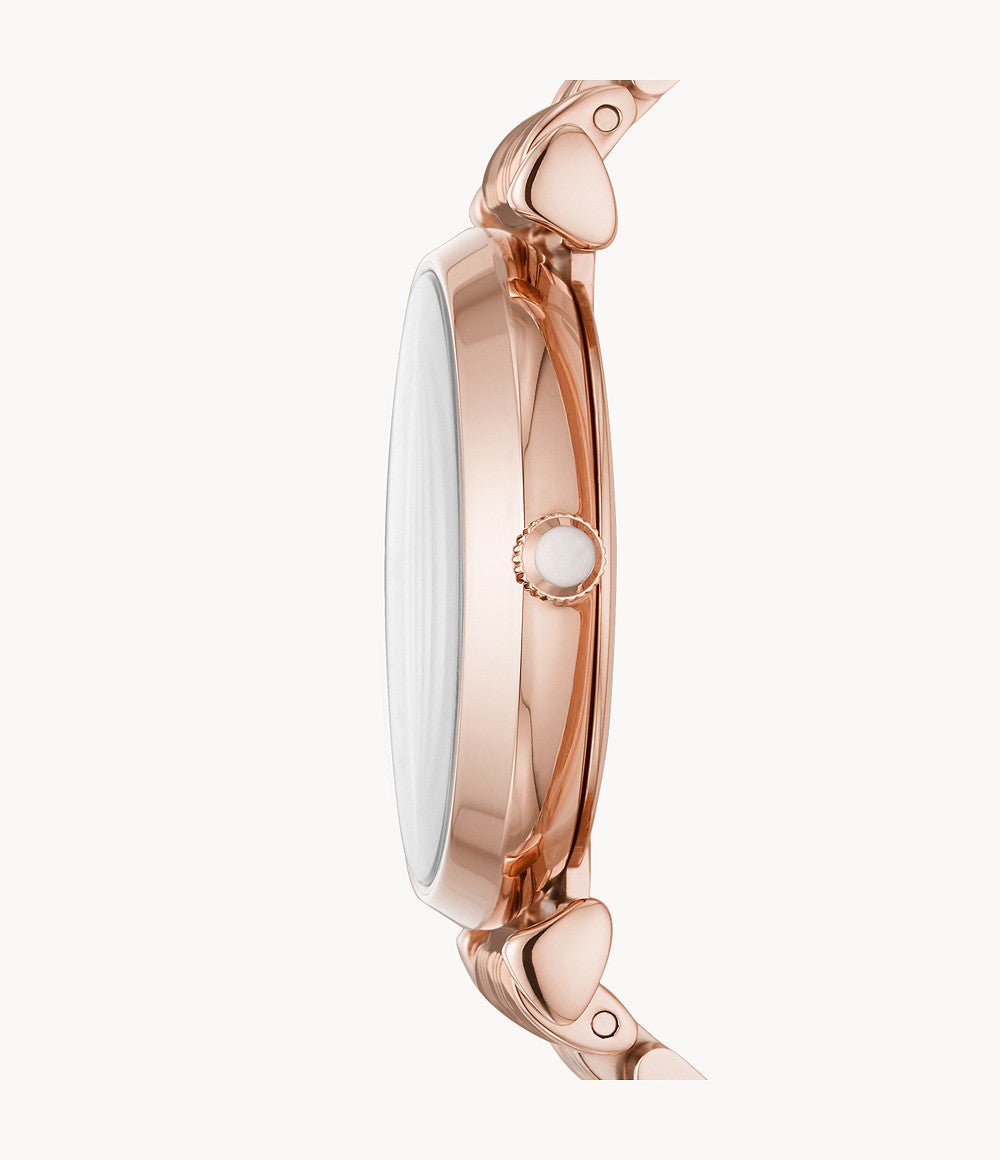 Emporio Armani T-Bar Gianni Crystal Pave Dial Rose Gold Steel Strap Watch For Women - AR11244