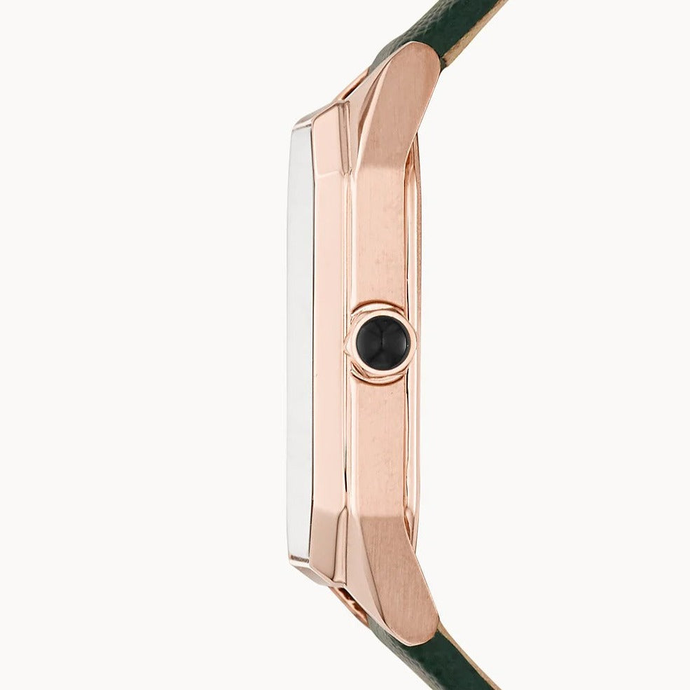 Emporio Armani Gioia Analog Black Mother of Pearl Dial Green Leather Strap Watch For Women - AR11149