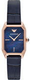 Emporio Armani Gioia Quartz Mother of Pearl Blue Dial Blue Leather Strap Watch For Women - AR11426