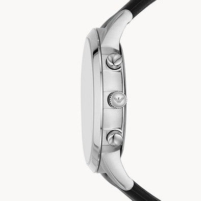 Emporio Armani Giovanni Chronograph Black Dial Black Leather Strap Watch For Men - AR11431