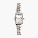 Emporio Armani Gianni T Bar White Mother Of Pearl Dial Two Tone Steel Strap Watch For Women - AR11519