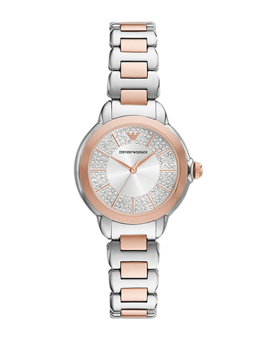 Emporio Armani Mia Three-Hand Analog Crystal Silver Dial Two Tone Steel Strap Watch For Women - AR11643