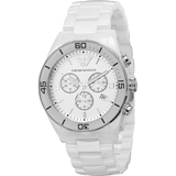 Emporio Armani Ceramic Chronograph White Dial White Ceramic Strap Watch For Men - AR1424