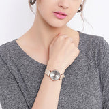 Emporio Armani Gianni T Bar Gunmetal Dial Beige Leather Strap Watch For Women - AR1681