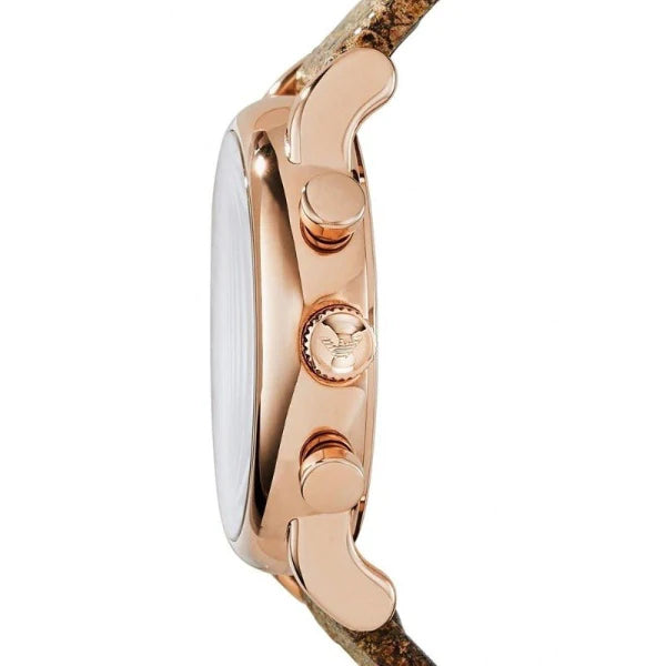 Emporio Armani Classic Chronograph White Dial Brown Leather Strap Watch For Men - AR1809