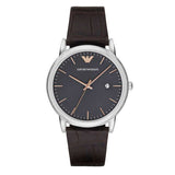 Emporio Armani Luigi Quartz Gray Dial Brown Leather Strap Watch For Men - AR1996