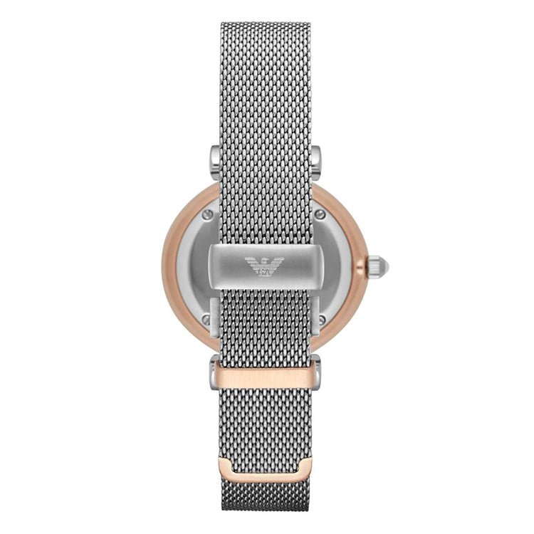 Emporio Armani Retro Mother of Pearl Dial Silver Mesh Bracelet Watch For Women - AR2067