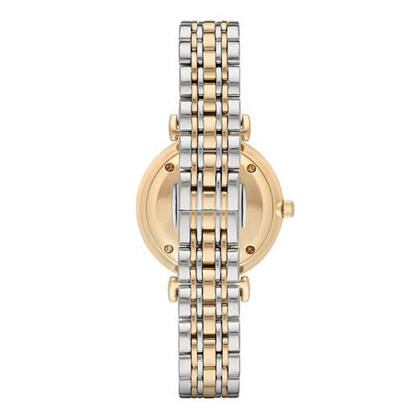 Emporio Armani Gianni T Bar Analog White Dial Two Tone Steel Strap Watch For Women - AR2076