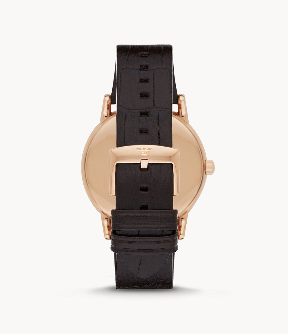 Emporio Armani Luigi White Dial Brown Leather Strap Watch For Men - AR2502