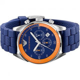 Emporio Armani Chronograph Blue Dial Blue Rubber Strap Watch For Men - AR5864