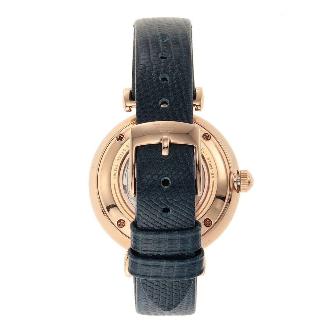 Emporio Armani Gianni T-Bar Analog Silver Dial Blue Leather Strap Watch For Women - AR60020