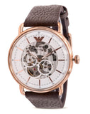 Emporio Armani Meccanico Automatic White Dial Brown Leather Strap Watch For Men - AR60027