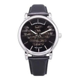 Emporio Armani Analog Automatic Black Dial Black Leather Strap Watch For Men - AR60040