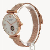 Emporio Armani Meccanico Automatic White Dial Rose Gold Mesh Strap Watch For Women - AR60063