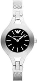 Emporio Armani Classic Quartz Black Dial Silver Steel Strap Watch For Women - AR7328