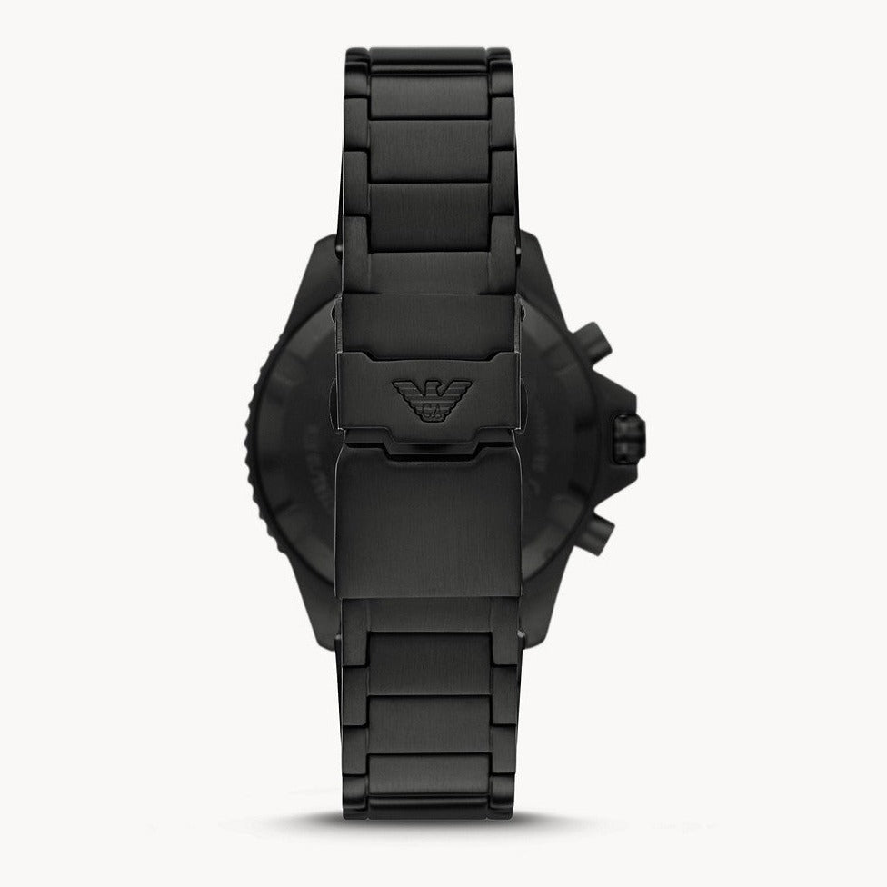 Emporio Armani Diver Chronograph Black Dial Black Steel Strap Watch For Men - AR80050