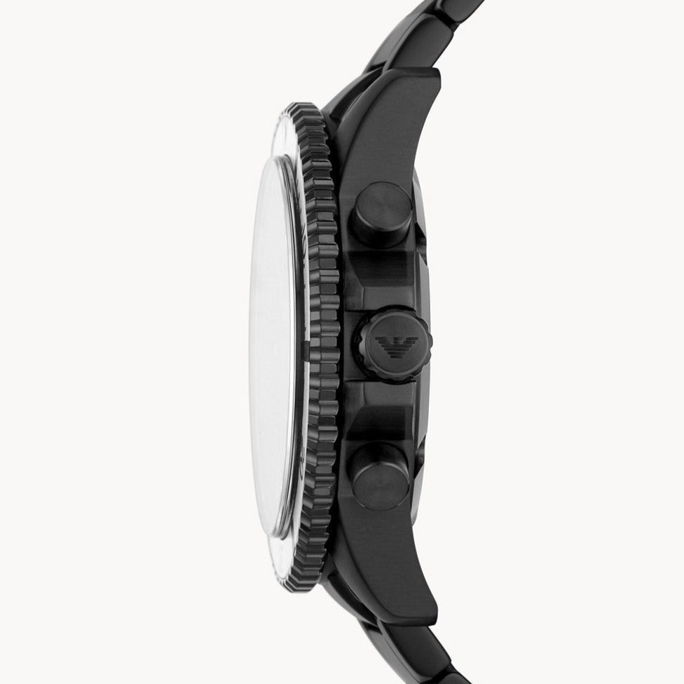 Emporio Armani Diver Chronograph Black Dial Black Steel Strap Watch For Men - AR80050