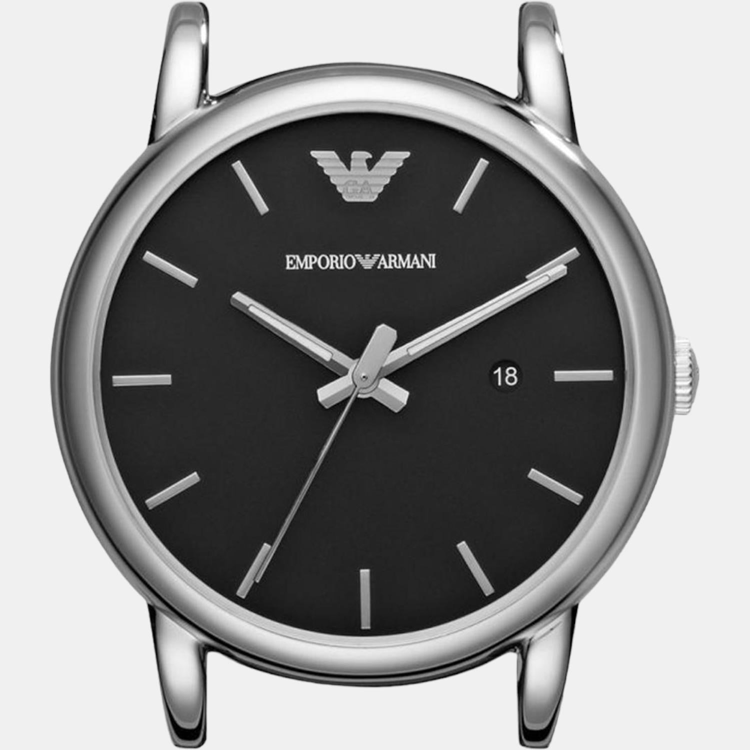 Emporio Armani Luigi Quartz Black Dial Silver Steel Strap Watch For Men - AR2499