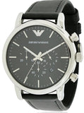 Emporio Armani Dress Analog Black Dial Black Leather Strap Watch For Men - AR8029